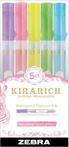 ROTULADOR ZEBRA KIRARICH GLITTER 5 COLORES SURTIDO