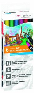 ROTULADOR TOMBOW DUAL BRUSH SET 6 COLORES PRIMARIO