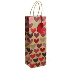 BOLSA BOTELLA KRAFT CORAZON 12,7X9X35,5CM