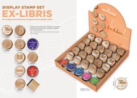 EXPOSITOR 25 SELLOS EXLIBRIS WOODIES + 5 TAMPONES
