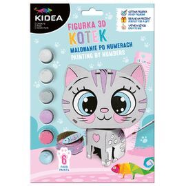 PINTA POR NUMEROS EN UNA FIGURA DE GATO 3D.