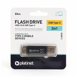 PENDRIVE USB 3.0 2EN1 USB+TYPE-C 64GB NEGRO PLATIN