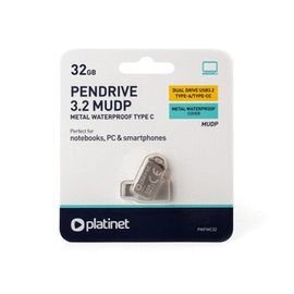 PENDRIVE 3.2 2EN1 USB-C+USB-A 32GB METAL PLATINET