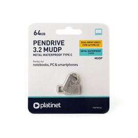 PENDRIVE 3.2 2EN1 USB-C+USB-A 64GB METAL PLATINET