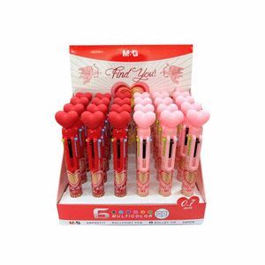 EXPOSITOR 24 BOLIGRAFO 6 COLORES CORAZON 0.7MM SUR