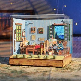 MAQUETA CON LUZ Y SONIDO HABITACION DE VINCENT VAN