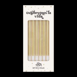 KIT DE 6 VELAS DORADAS PARA CELEBRAR