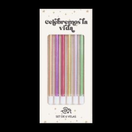 KIT DE 6 VELAS COLORIDAS PARA CELEBRAR