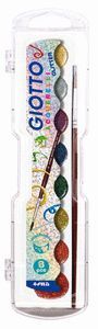 GIOTTO ACUARELAS 30 MM GLITTER ESTUCHE 8