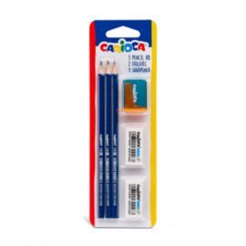 LAPIZ GRAFITO CARIOCA HB BLISTER 3 UDS + 2 GOMAS