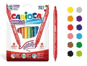 ROTULADOR CARIOCA BIRELLO DOBLE PUNTA 12 COLORES S