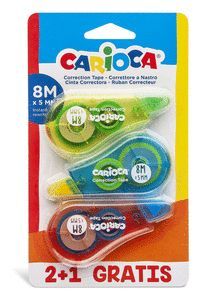 CINTA CORRECTORA CARIOCA 8M BLISTER 3 UDS