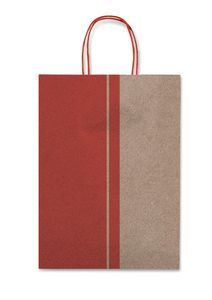 BOLSA REGALO ASA RETORCIDA LUNARES ROJO Y KRAFT 26