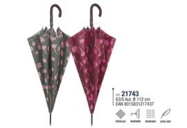 PARAGUAS LARGO MUJER 63/8 AUT ESTAMPADO FLOR