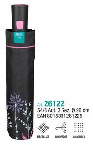 PARAGUAS MUJER PLEGABLE 54/8 AUTOMATICO. NEGRO CON