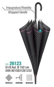 PARAGUAS MUJER 61/8 AUTOMATICO. NEGRO CON TOPOS