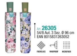 PARAGUAS MUJER PLEGABLE 54/8 AUTOMATICO FLORES