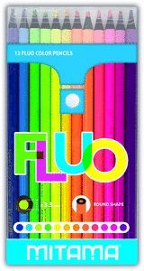 LAPICES DE COLOR REDONDOS LACADOS FLUO / 12 UDS /
