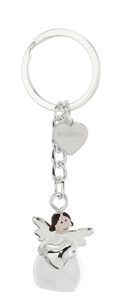 LLAVERO DE ANGEL BLANCO PLATEADO CON CORAZON