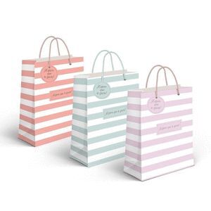 BOLSA PAPEL M RAYAS 18X10X23CM SURTIDAS