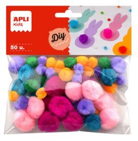 POMPONES COLORES SUAVES SURTIDOS 50 UNIDADES