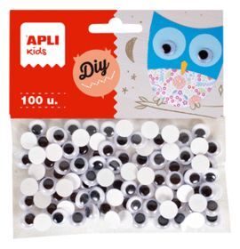 OJOS MOVILES NEGROS REDONDOS ADHESIVOS Ø 10 MM 100
