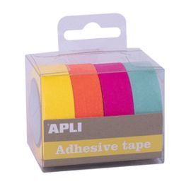 PACK CINTAS ADHESIVAS DE PAPEL WASHI TONOS FLUOR 4