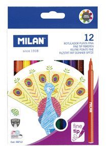 ROTULADOR MILAN PUNTA FINA 12 COLORES SURTIDOS