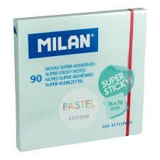 NOTA SUPER ADHESIVA MILAN 76X76 90 HOJAS AZUL PAST