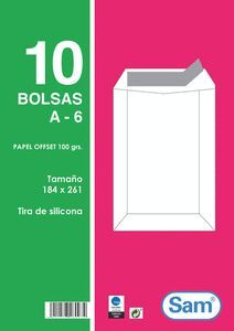 SOBRE BLANCO TIRA SILICONA 184X261 100GRS 10U