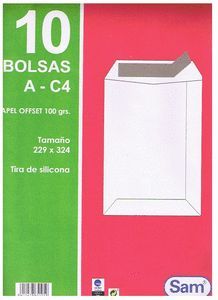 SOBRE BOLSA AC4 BLANCO 229X324 P/10 TIRA SILICONA