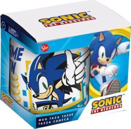 TAZA CERAMICA 325 ML. EN CAJA REGALO SONIC GAME ON