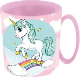 TAZA PLASTICO APTA PARA MICRO 350 ML UNICORN RAINB