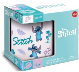 TAZA CERAMICA 325 ML. EN CAJA REGALO STITCH LEAVES