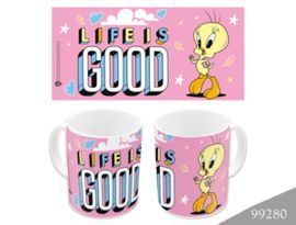 TAZA CERAMICA 325 ML LOONEY TUNES LIFE IS GOOD ROD