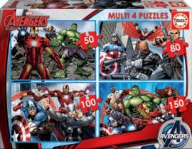 MARVEL AVENGERS.(MULTI 4 PUZZLES/50,80,100,150 PZAS)