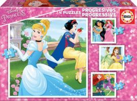 PRINCESAS DISNEY 4 PUZZLES PROGRESIVOS 12,16,20,25 PIEZAS