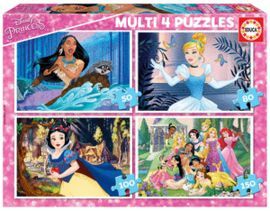 MULTI 4 PUZZLES DISNEY PRINCESS 50-80-100-150