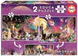 PUZZLE EDUCA 2X100 PIEZAS TRIPTICO DE HADAS