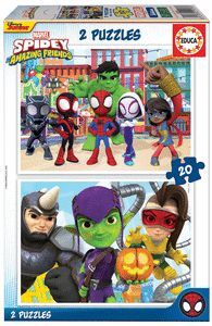 PUZZLE EDUCA 2X20 PIEZAS SPIDEY   HIS AMAZING FRIE