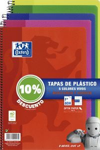 PACK 5 CUAD OXFORD Fº PLÁSTICO PASTEL 4X4