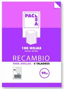 RECAMBIO A4 CUADRICULADO 90GRMS 4 TALADROS