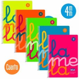 BLOC ESPIRAL 4º 80H CUADROVIA 4MM PLASTIC SURTIDO