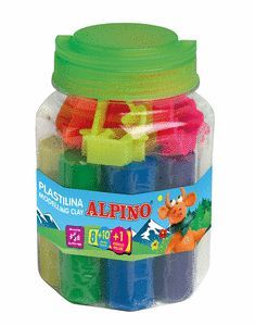 KIT PLASTILINA ALPINO BOTE 8UNID 80 GR 10 MOLDES Y