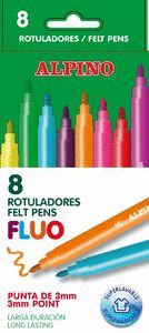 ROTULADORES ALPINO FLUOR ESTUCHE 8 UNIDADES