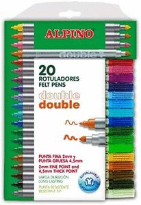 ROTULADOR ALPINO DOBLE 20+4 COLORES