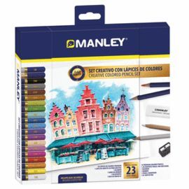SET CREATIVO MANLEY 23 LAPICES DE COLORES
