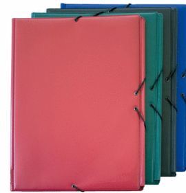 CARPETA Fº GOMAS SOLAPA PLASTICO GRANATE