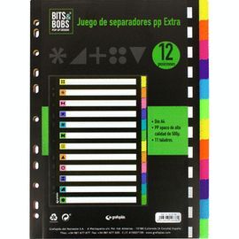 JUEGO SEPARADORES A4 12 POSICIONES BITS BOBS FLUOR