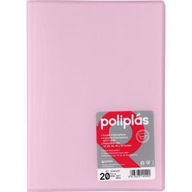CARPETA POLIPLAS 20 FUNDAS FOLIO TRANSPARENTE ROSA
